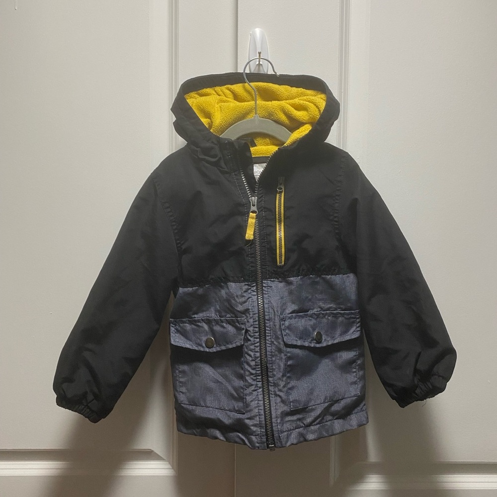 4T- Toddler Boy Fleece-Lined Jacket (Carter’s)- Black and Yellow
